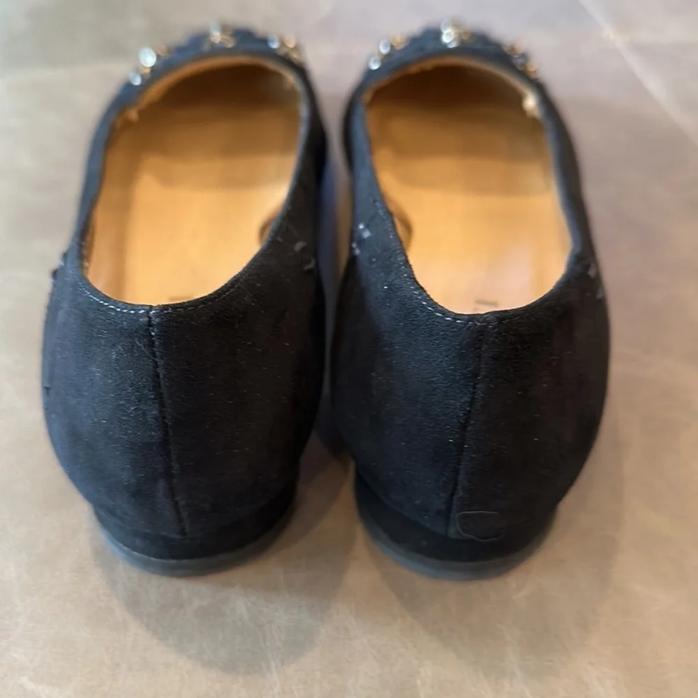 Sesto Meuuci Black Suede Embellished Slip-On Loafers Size 8